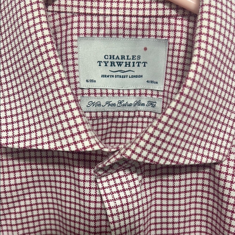Charles Tyrwhitt Red Dress Shirt Gingham Pattern